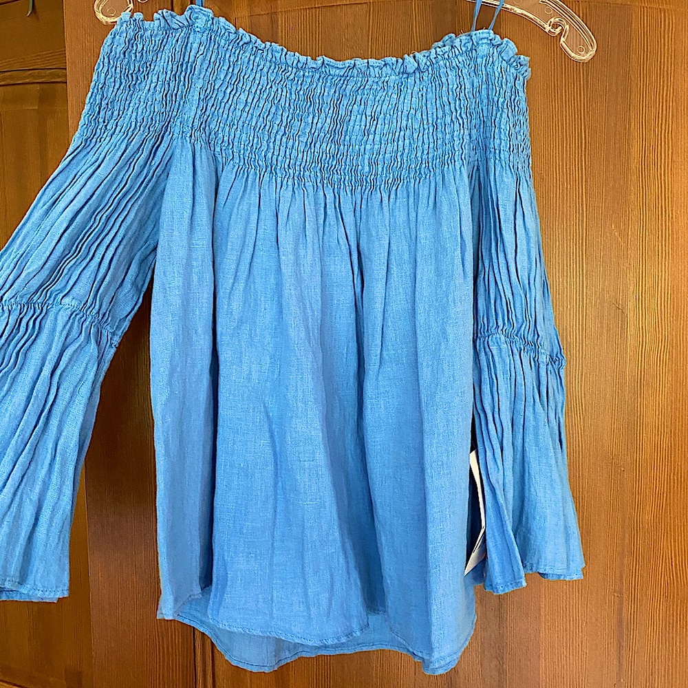 Zara off the shoulder, blue, side small